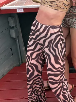 H&M Divided Brown and Pink Zebra-Print Pull-On Pants thumbnail 3