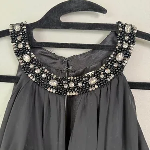 Eliza J. sz‎ 6 black rhinestone studded halter gown dress thumbnail 3