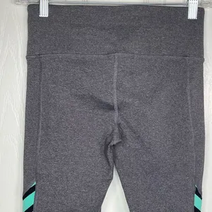ALO Yoga Gray Capri Cropped Leggings Teal Black Stripe Sz S thumbnail 5