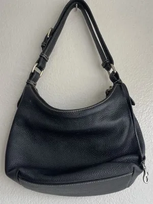 Dooney & Bourke Pebble Grain Classic Black Leather Hobo Handbag Adjustable thumbnail 4