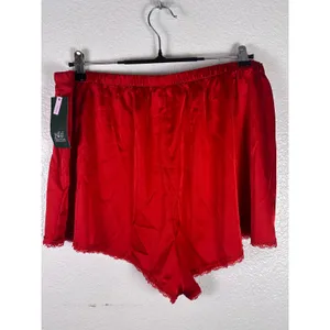 Wild Fable Red Satin Boxer Shorts Lace Trim Sleepwear XXL‎ NWT thumbnail 2