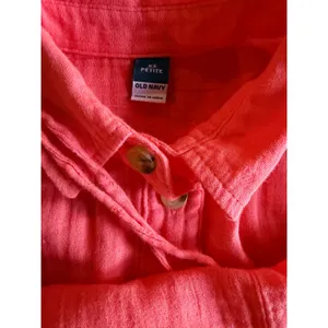 Old Navy XS Petite Coral Double Gauze Romper 100% Cotton Button Front Pockets thumbnail 9
