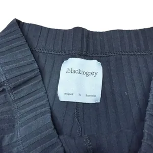 BlacktoGrey Black Ribbed Flare Leggings High Waisted Cotton Large thumbnail 2