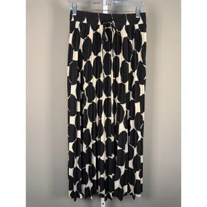 Jodifl Black Cream‎ Polka Dot Pleated Maxi Skirt Coastal Chic Boho S thumbnail 2