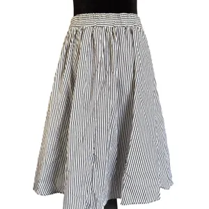 NWT Cottagecore Striped Midi Skirt Womens Large Black White Tie Waist‎ A-Line thumbnail 4