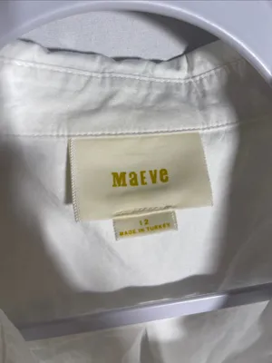 Maeve Anthropologie Womens White Sleeveless Button Down Tunic Blouse Cotton 12 thumbnail 4