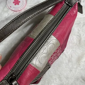 y2k Coach Vintage Pink Patchwork Demi Baguette Shoulder Bag Small Mini Purse thumbnail 7