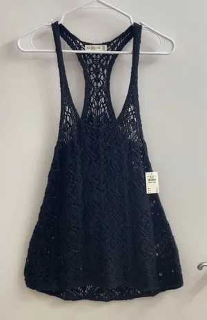 Abercrombie Black Crochet Cover-Up Tank Top Size XS thumbnail 1