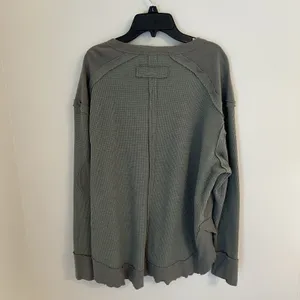 Entro Green Waffle Knit V Neck Long Sleeve M Top Shirt layer casual normcore thumbnail 7