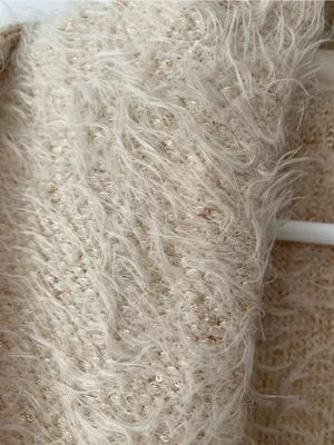 Free People Mina Plush Open-Front Ivory Fuzzy Jacket Tie Closure size small thumbnail 6