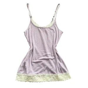 Urban Outfitters Y2K Out‎ From Under Lilac Lace Trim Ribbed Cami Tank Top Coquette Balletcore M thumbnail 2