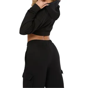 WeWoreWhat Black‎ Cropped Zippered Sweatshirt thumbnail 2