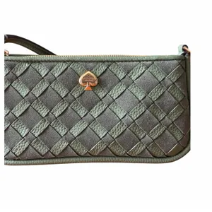 Kate Spade Kayla KM148 Woven Leather Convertible Shoulder Bag Cedar Green NWOT thumbnail 2