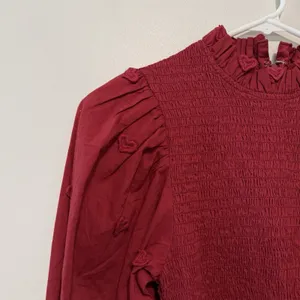 Farm Rio 3D Heart Smocked Red Blouse Size XS thumbnail 4