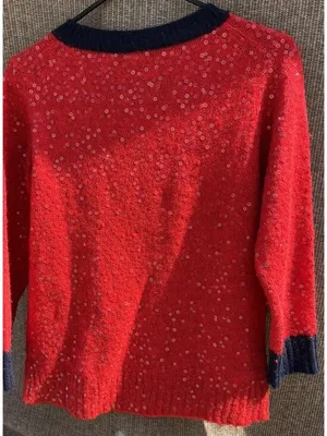 J.Crew Red Sequin Long Sleeves Pullover Wool Mohair Knit Sweater Top Size M thumbnail 13
