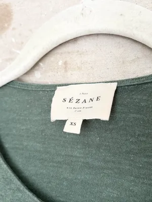 Sézane Joshua Linen T-Shirt in Jade thumbnail 3