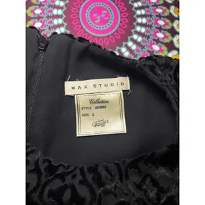 Vintage‎ 90s Max Studio Black Velvet Burnout Damask Sleeveless Sheath Dress Sz 4 thumbnail 5