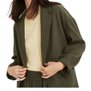 Madewell Textured Cotton Chore Blazer Jacket, Olive Green – Women’s Size M thumbnail 2