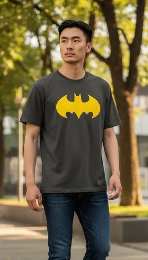 Batman DC Comics Large T-Shirt Bat Signal Black Size Medium thumbnail 1