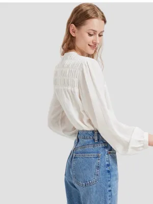 Universal Threads Women's Long Sleeve Button-Down Shirt - Ivory XS thumbnail 2