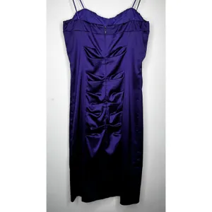 Vintage 1990s Cache Purple Satin Ruched Strapless Mini Dress XS thumbnail 16