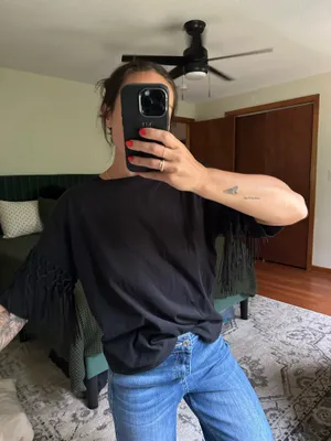 Zara Black Fringe T-Shirt thumbnail 2