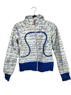 Lululemon Scuba Hoodie II 6 Manifesto Script White Blue Rare Vintage Y2K‎ thumbnail 2