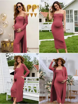 Strapless Maternity Dress with Matching Duster thumbnail 4