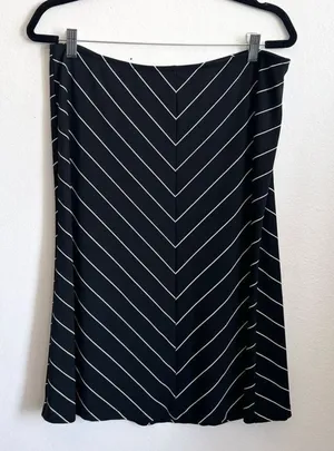 Black Chevron Midi‎ Skirt, Grunge, Y2K, Boho, Indie, Vintage, Edgy, Large, Retro thumbnail 1