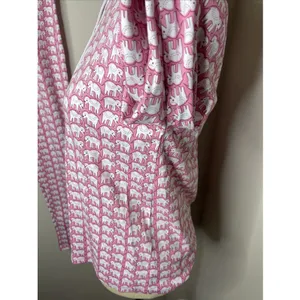 Roller Rabbit Hathi Pima Cotton Pink Elephant-Print Long-Sleeve Pajama Set XS thumbnail 7