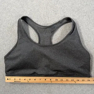 Gap GapFit XL Charcoal Grey Racerback Sports Bra Medium Support Activewear Workout thumbnail 2