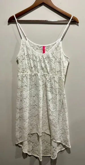 Victoria’s Secret White Lace Cover Up Babydoll Slip Dress Boho M thumbnail 1
