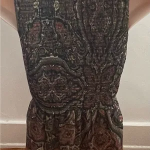Free People brown floral smocked fit & flare lined blouse, size XS bohemian thumbnail 12