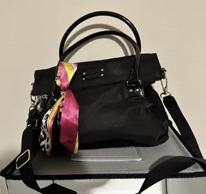 Kate Spade NY Carmen Black Nylon Convertible Fold Flap Satchel Bag w Crossbody thumbnail 1
