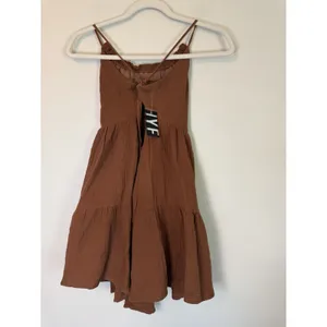 IYF Brown Sleeveless 100% Cotton Mini Dress Lined Festival Concert S NWT thumbnail 2