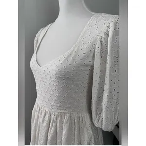 Mille white Eyelet Cotton Maxi Dress summer Women's Size S thumbnail 10