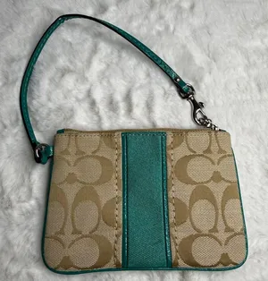 COACH Green Khaki Signature Canvas Wristlet thumbnail 1