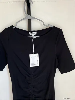 COS Black Ruched Side Tee Shirt Dress XS New With Tags thumbnail 3