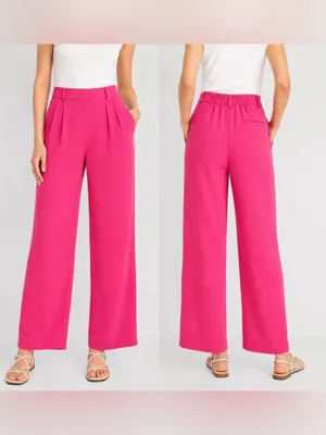 Old Navy Extra High-Rise Taylor Wide Leg Trouser Pants Hot Pink Barbie Medium thumbnail 12