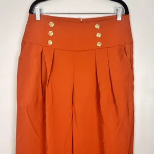 Halara Pleated High Rise Wide Leg Sailor Trouser Gold Buttons Size Large NWT thumbnail 2
