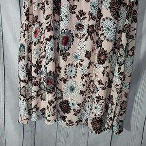 Loft Pink Floral Flutter Sleeve Boho Feminine Dress Size L thumbnail 5