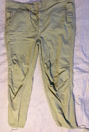 Topshop Sage Green Cotton Linen Blend Utility Jogger Pants Size US 8-10 M thumbnail 1