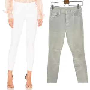 Mother Denim Looker Ankle Fray Jeans in Glass Slipper‎ White Size 26 thumbnail 2