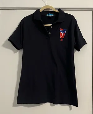 Y2K Navy Blue Golf Polo Shirt with Embroidered Logo women’s medium 2007 vintage thumbnail 1