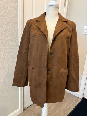 Brown Suede Blazer Jacket Size M thumbnail 1
