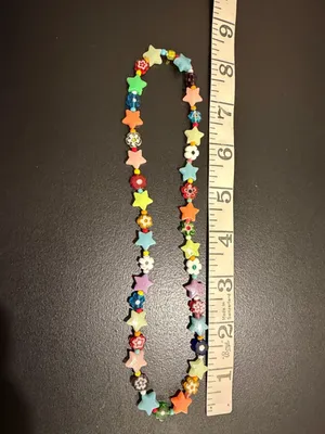 Colorful glow in the dark stars and flowers elastic chocker, OOAK, handmade thumbnail 5