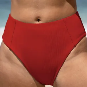 Berlook Red Ribbed Seam Full Coverage Bikini Bottom ONLY 62 thumbnail 1