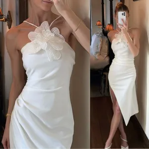 NEW Elliatt Janelle 3d Flower white halter Midi Dress sz L thumbnail 2