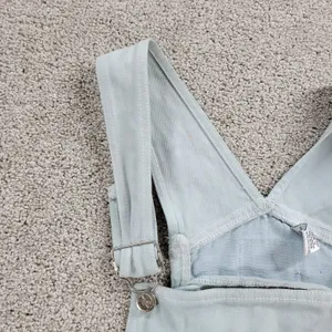 No Excuses Womens Overalls Cut Off Shorts S Blue Light‎ Wash Denim thumbnail 3