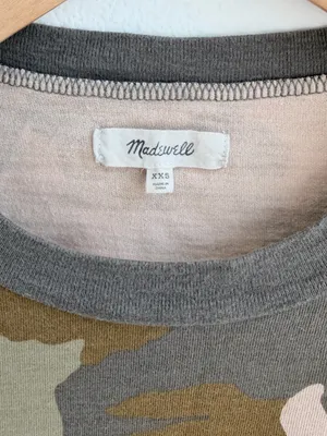 Madewell Cottontail Camo Easy Crop Tee Shirt Bunny Rabbit Pocket Top thumbnail 2